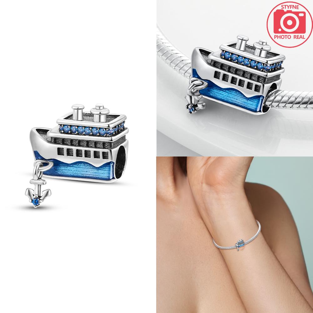 Charms 925 Silber Roter LKW Schiff Perlen Farbe Luftballon Flugzeug Anhänger Passend Armband Frau DIY Schmuck Feine Geschenke Herstellung gray