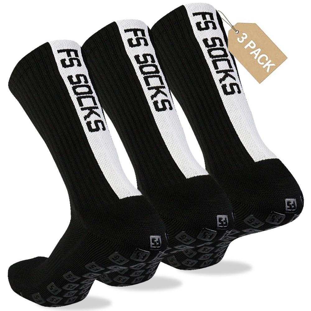 3 Paar rutschfeste Sport-Fußballsocken, rutschfeste Fußball-Griffsocken für Fußball, Basketball schwarz