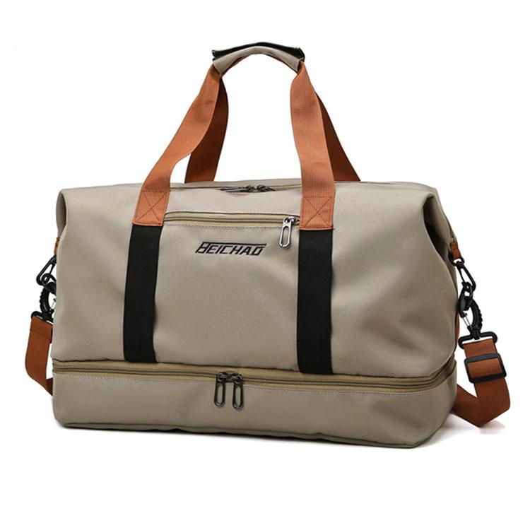 Wasserdichte Reisetasche, Sporttasche, Sporttasche, großes Fassungsvermögen, Gepäcktaschen, Handtaschen mit mehreren Taschen khaki