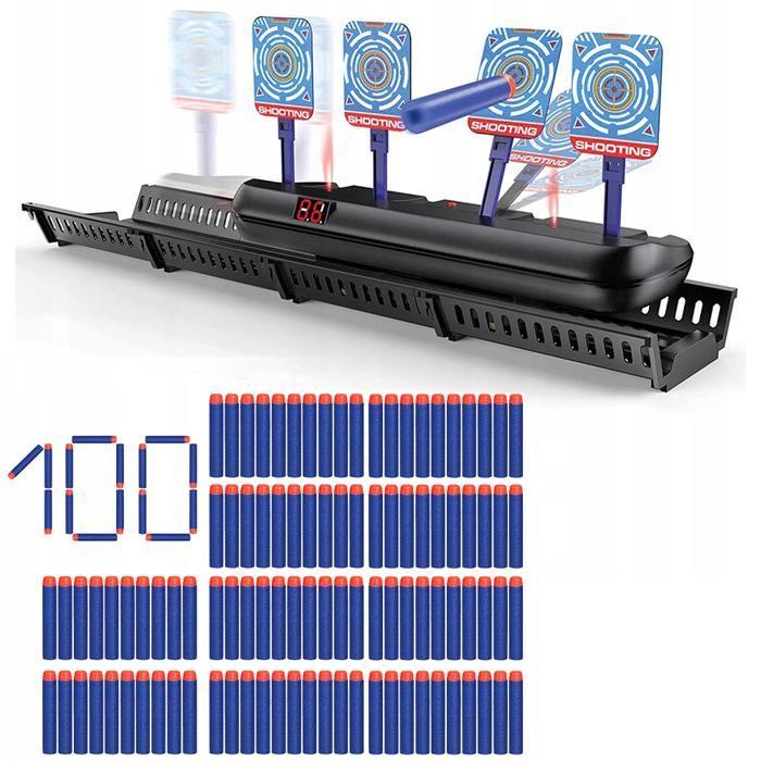 Bewegliches Schießziel - Nerf - Elektrisch 4 Ziele - 100 Schaumstoffpfeile - Kindertraining blau