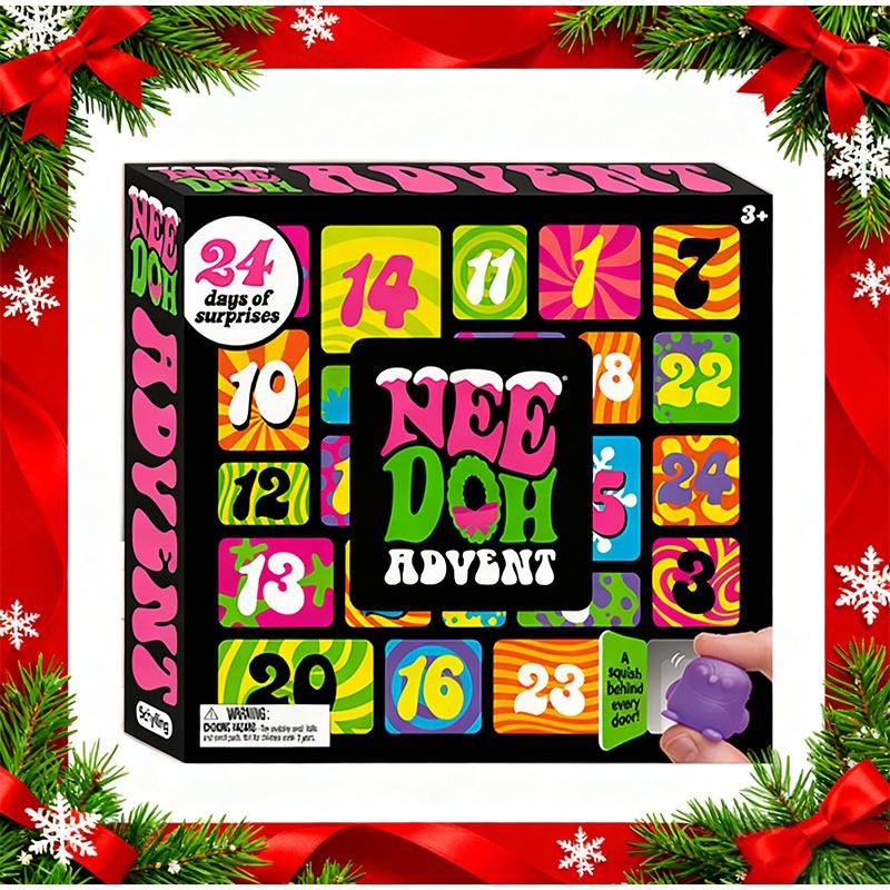 2025 Nee Doh Adventskalender 24 Tage Weihnachts-Countdown mit Überraschungsboxen Lustiges Geschenk für Kinder Erwachsene Neues Familien-Weihnachtsgeschenk pink