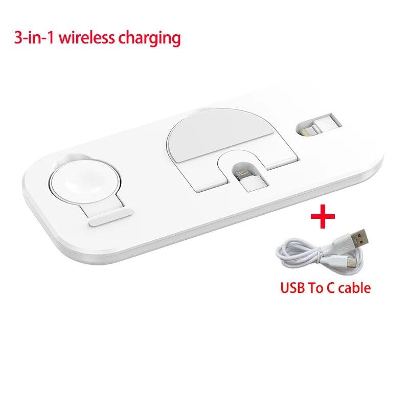 3-in-1 faltbarer kabelloser Ladegerätständer, Schnellladegeräte Typ C für iPhone 13, 12, 11, Airpods, Apple Iwatch 6, 7, Ladestation A32 NO Plug weiß