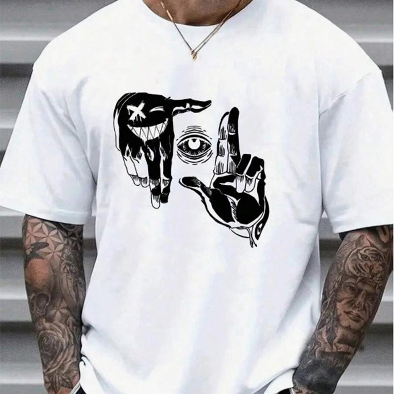 Neues Sommer-T-Shirt für Herrenmode mit Fingerfotografie-Haltung, bedrucktes Herren-T-Shirt 8XL weiß