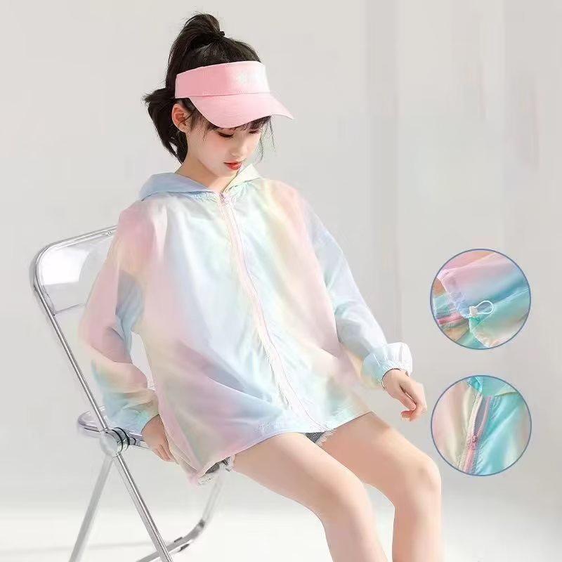 Mädchen Sommer Sonnenschutzmantel Regenbogen Dünner Stil Prinzessinnenjacke Outdoor-Aktivität Kinderbekleidung 120