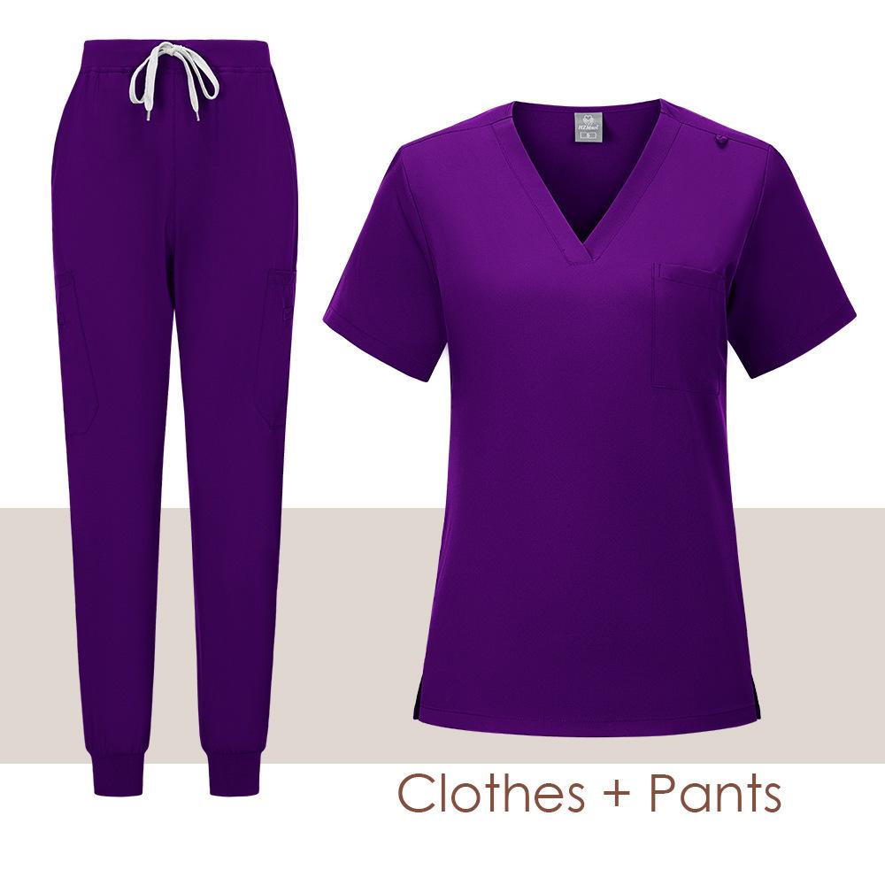 Sommer Damen Kurzarm Arzt Arbeitskleidung XXL violett