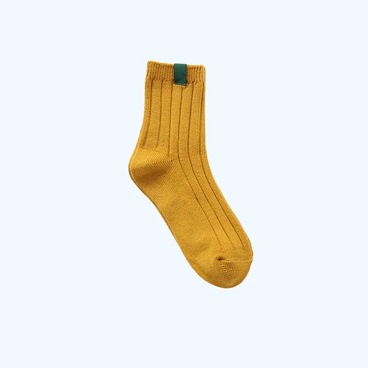 Klassische Socken für Damen, 200 Nadeln, Baumwoll-Strickripp, einfarbig, 10 Arten von 4 Jahreszeiten, Basic Daily Damen-Socken, 2023, neue Bootie One Size 23-25 cm gelb