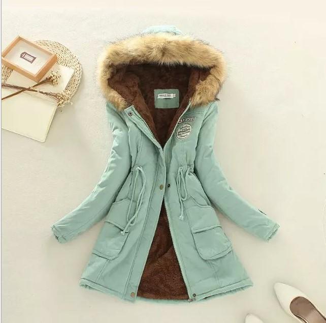 Damen Winter-Daunenmantel, Jacken, Damen, verdickt, warm, Winter, Pelzkragen, Übergröße, Parkas für Damen, langer Daunenparka S beige