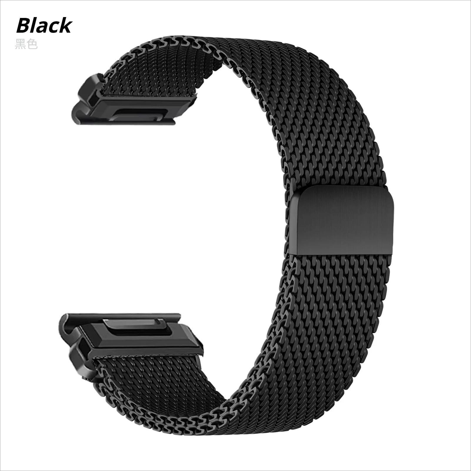 26mm 22mm 20mm Schnellwechselarmband für Garmin Fenix 8 7 Pro 7S 6X 6 5Plus Venu 3 Tactix 7 Milanesisches Schleifenarmband Correa Fenix 8 7X Armband QuickFit 22mm schwarz
