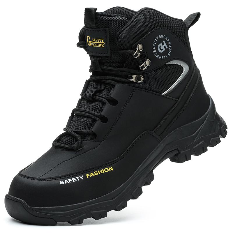 Herren Sicherheitsschuhe mit Stahlkappe Wasserdichte Stiefel Durchstichfest Schlagfest Herren Outdoor Arbeitssneaker Baugewerkschuhe 48 schwarz