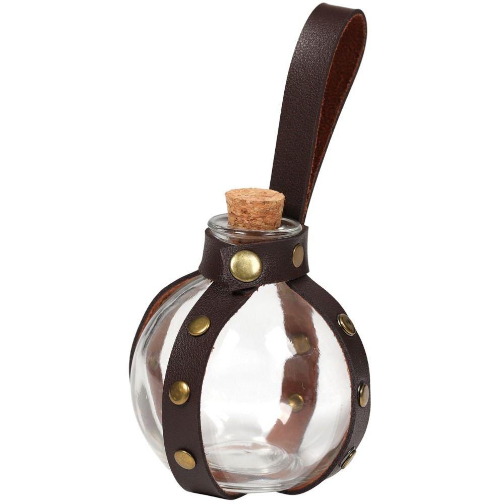 Holster, Gürteltaschen, Zaubertrank-Glasflasche, runde Flasche, Zaubertrank-Flasche, Fantasie-Kostüme braun