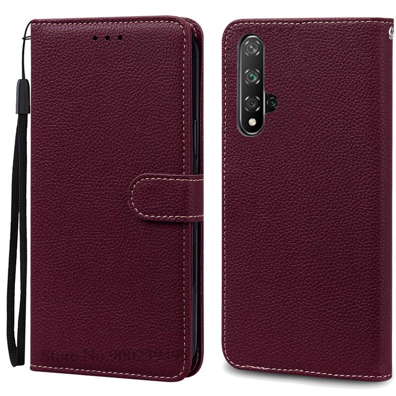 Nova 5T Hülle Für Huawei Nova 5T Hülle Brieftasche Flip Cover Für Huawei Nova 5t Nova5t YAL-L21 YAL-L61 YAL-L71 Handyhülle Fundas For Huawei Nova 5T wein rot