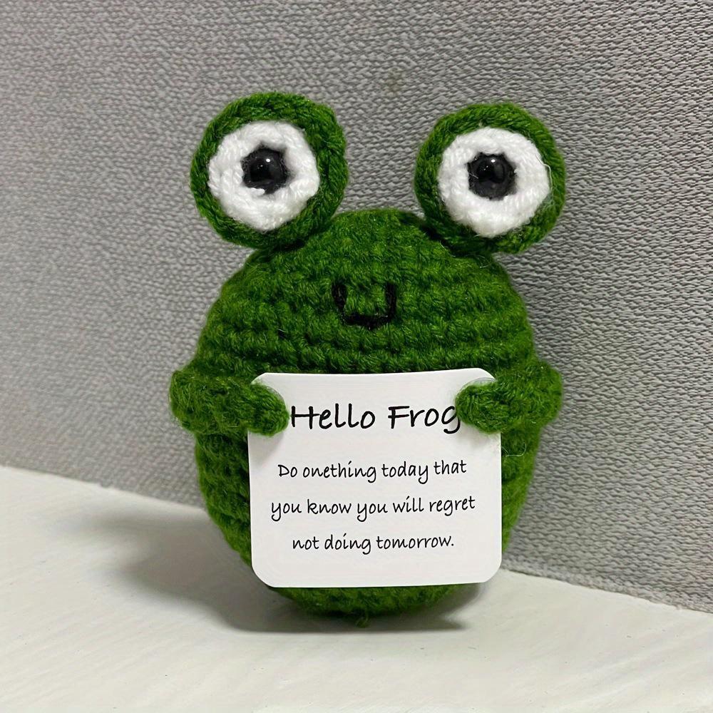 Lustige Häkeln Positive Energie Frosch Hai Puppe Mit Karte Heim Zimmer Dekoration Handgefertigt Gestricktes Ornament Weihnachtsgeschenke