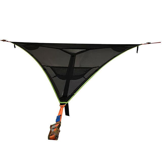 Tragbare dreieckige Netz-Hängematte für den Außenbereich, Reisen, Camping, riesige Hängematte für mehrere Personen, tragbar, wasserdicht, leicht, dreieckig 1pcs schwarz