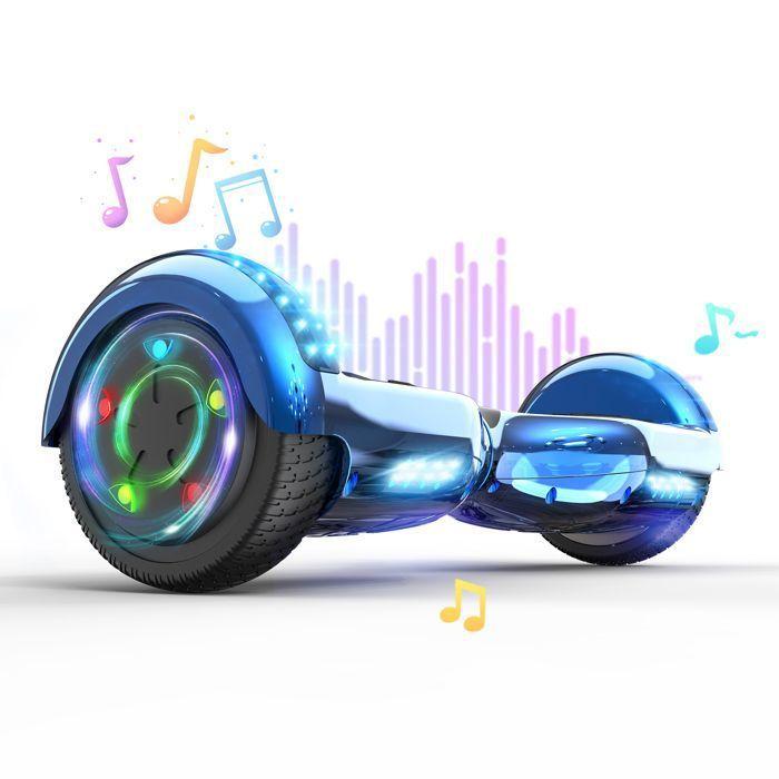 Hoverboard 6,5 Zoll mit Bluetooth und LED - RCB - Perfektes Geschenk für Kinder Chromblau blau