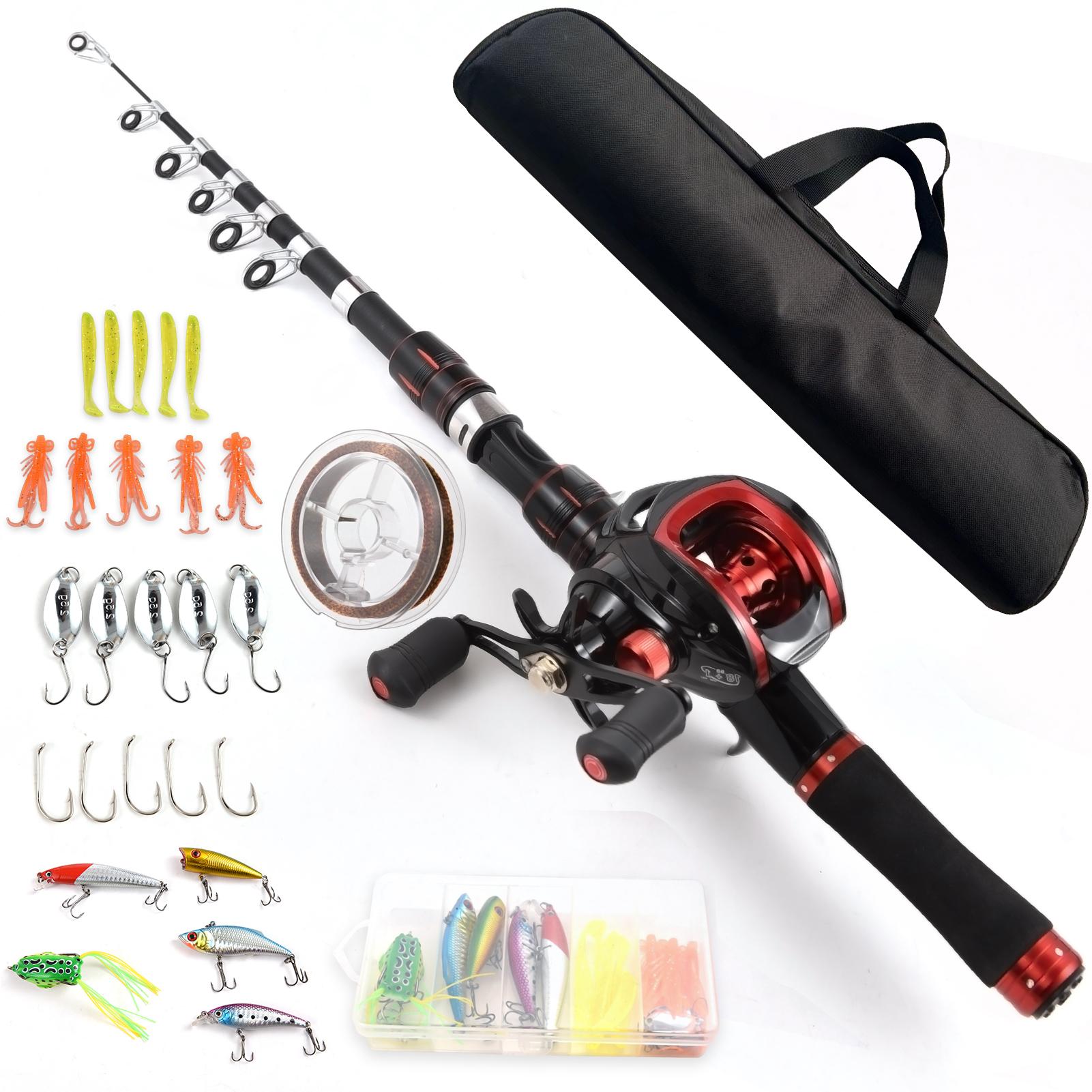 Angelrute und Rolle Combo 2,4m Teleskop-Angelrute mit Rechtshand-Baitcasting-Rolle Left Hand