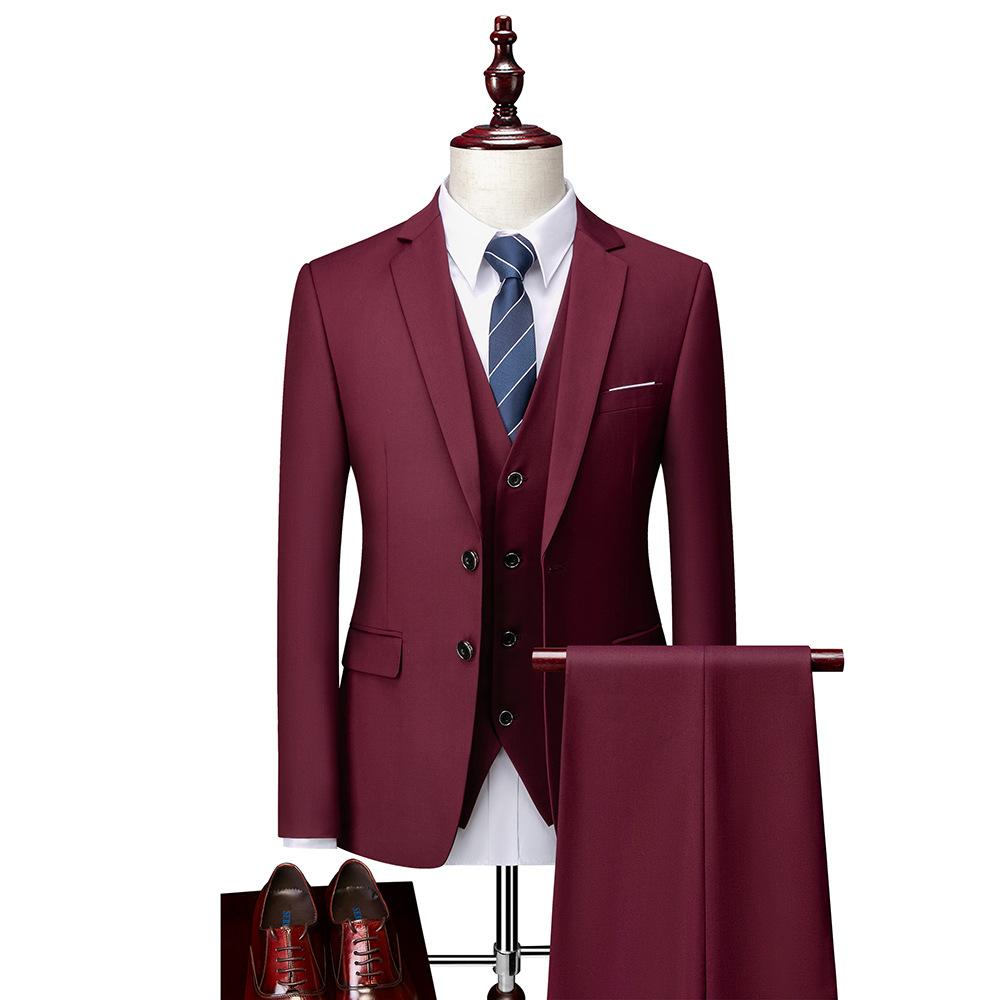 12 Farben Herrenmode Anzug Anzug Herren Hochzeit Bräutigam Business Casual Western Service Mann Anzüge & Blazer L-175 bordeaux