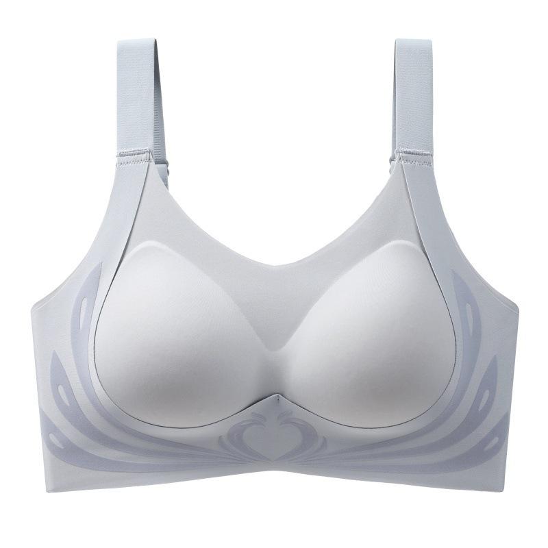 Nahtlose Unterwäsche für Damen in großen Größen, große Brust, gerafft, ohne Stahlring, Anti-Durchhang, dünner Vollschalen-BH 3XL = 42/95 grau