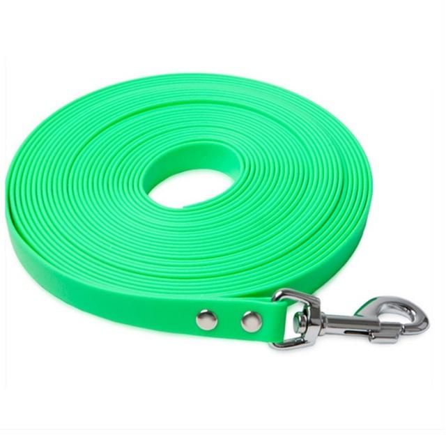 Robuste Hundeleine aus PVC, wasserdichte lange Hundeleine, reflektierender Rückruf, Tracking-Seil, leicht zu reinigen, Leine für kleine und große Hunde 1.5cmX5m grün