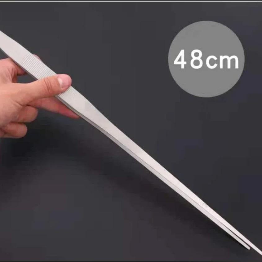 Multifunktionale 48cm lange Zange Edelstahl Rutschfest Ellbogenpinzette Aquarium Clipzange Medizinische Pinzette Zangen Haushaltswaren gray