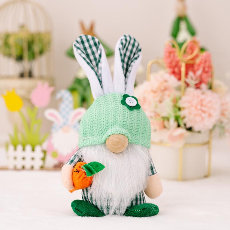 Osterhase Gnome Dekoration Zwerg Gnome Handgemachte Gefüllte Gnome Gesichtslosen Plüsch Puppe Geschenk Mädchen Zimmer Indoor Frühling Dekoration grün