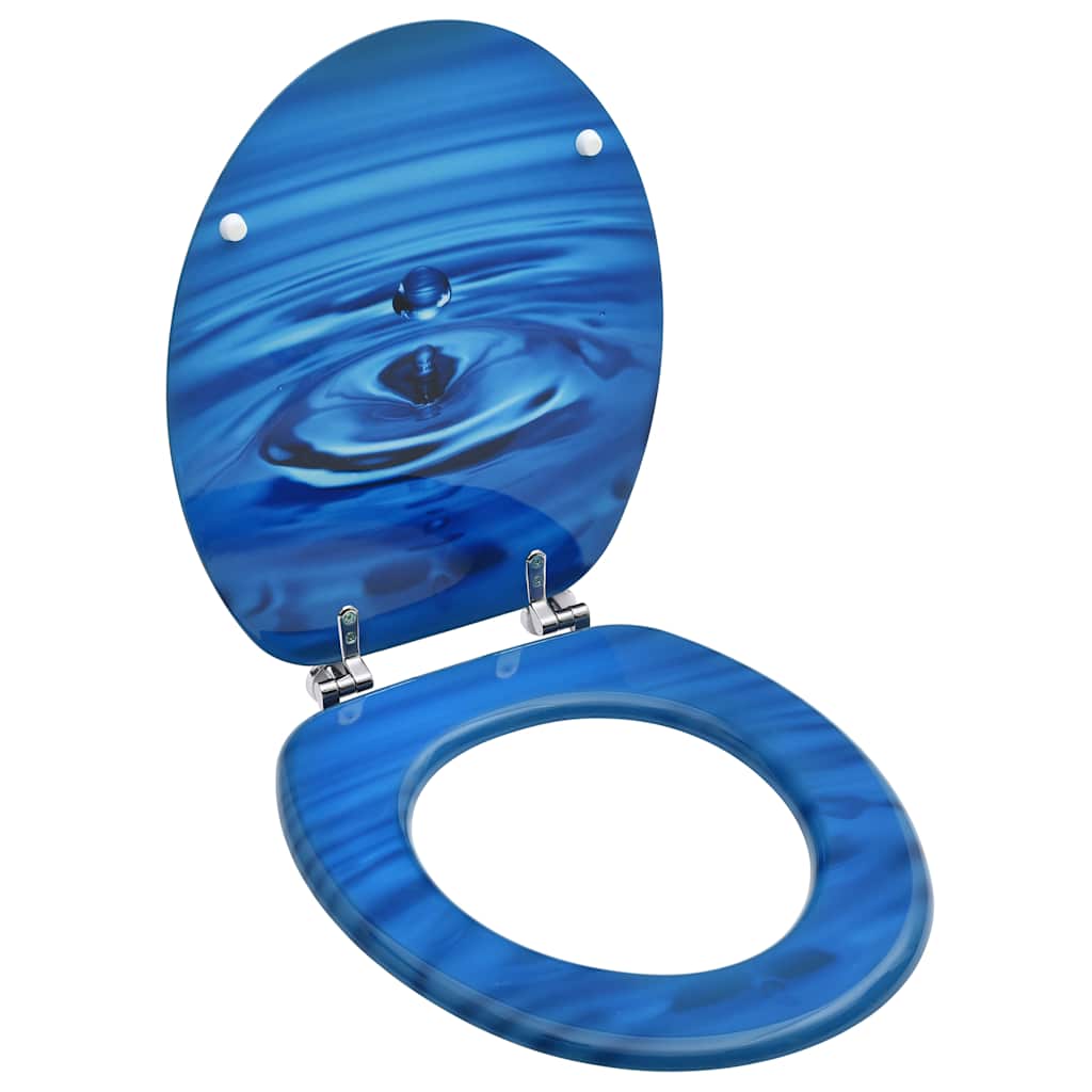 Vidaxl Toilettensitz, MDF, Blaues Motiv Mit Wassertropfen