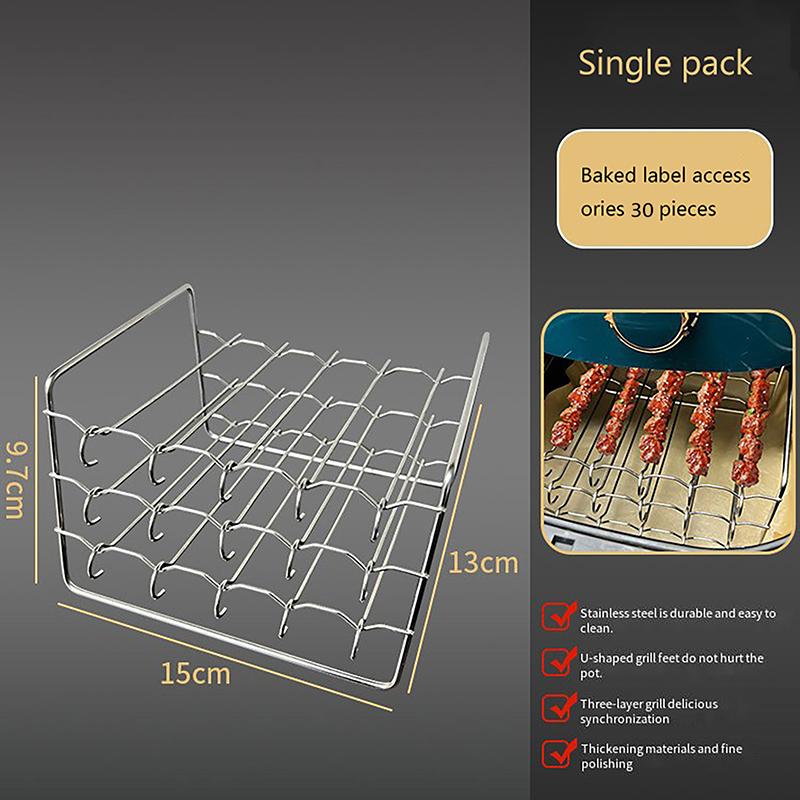 Air Fryer Spießständer Vertikal Mehrfachstift Edelstahl BBQ Halter Air Fryer Zubehör Spieße zum Grillen Küchenwerkzeuge 30 baking pins