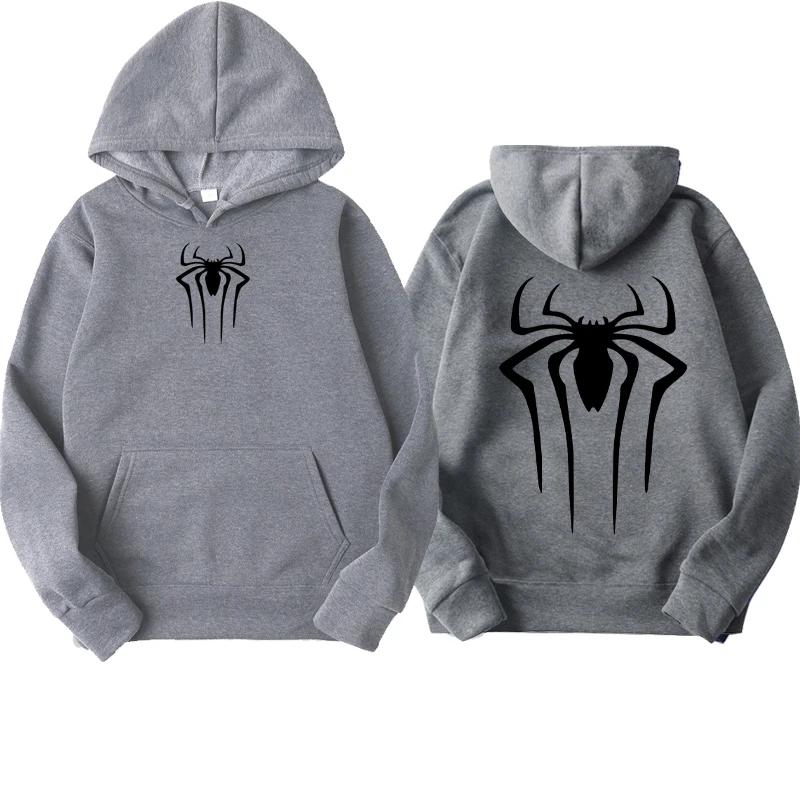 Herrenmode Bedruckter Spinnen-Hoodie Lässiges Sweatshirt-Oberteil Spinnen-Hoodie Sweatshirt Harajuku Herren- und Damen-Hoodie Kleidung XXXL gray