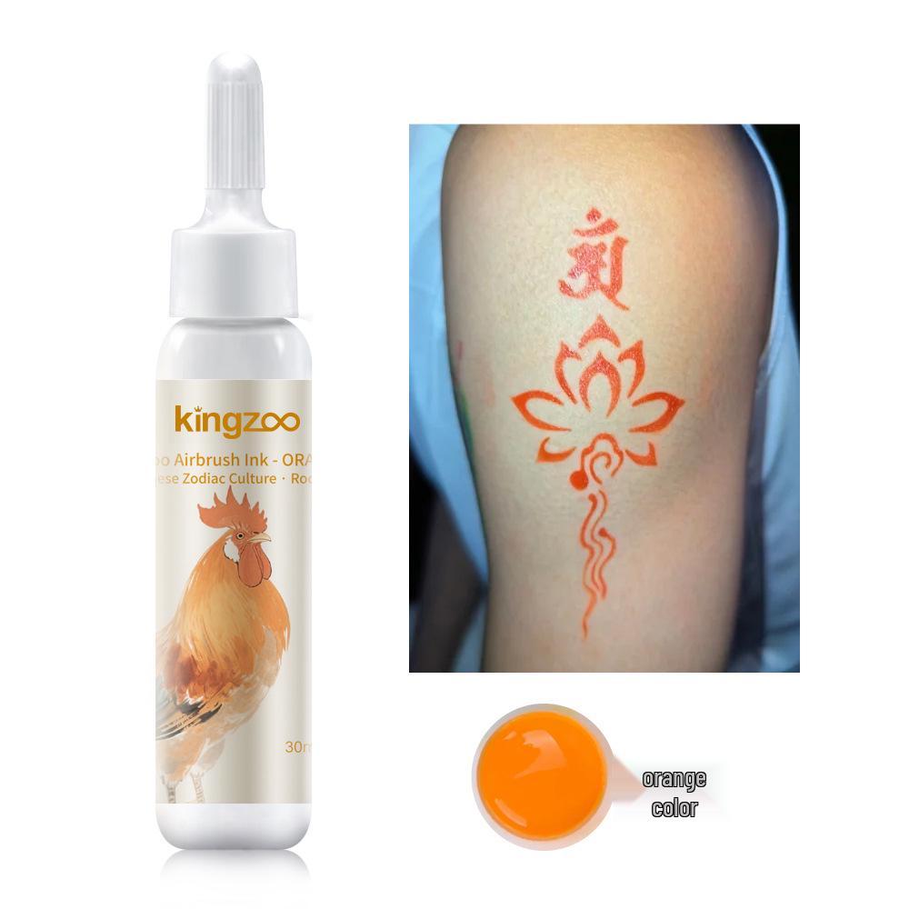 Wasserdichte temporäre Airbrush-Tattoo-Farbe - Realistisches, nicht verblassendes Körpermalerei-Pigment 30ml orange
