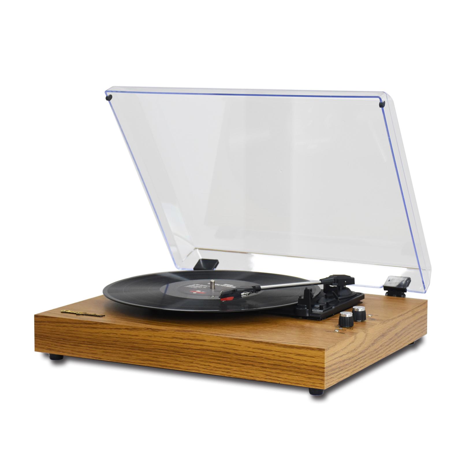 MzeliKing Vinyl Plattenspieler Plattenspieler Holz Tabletop Vintage Grammophon Kompatibel mit UK Plug gelb