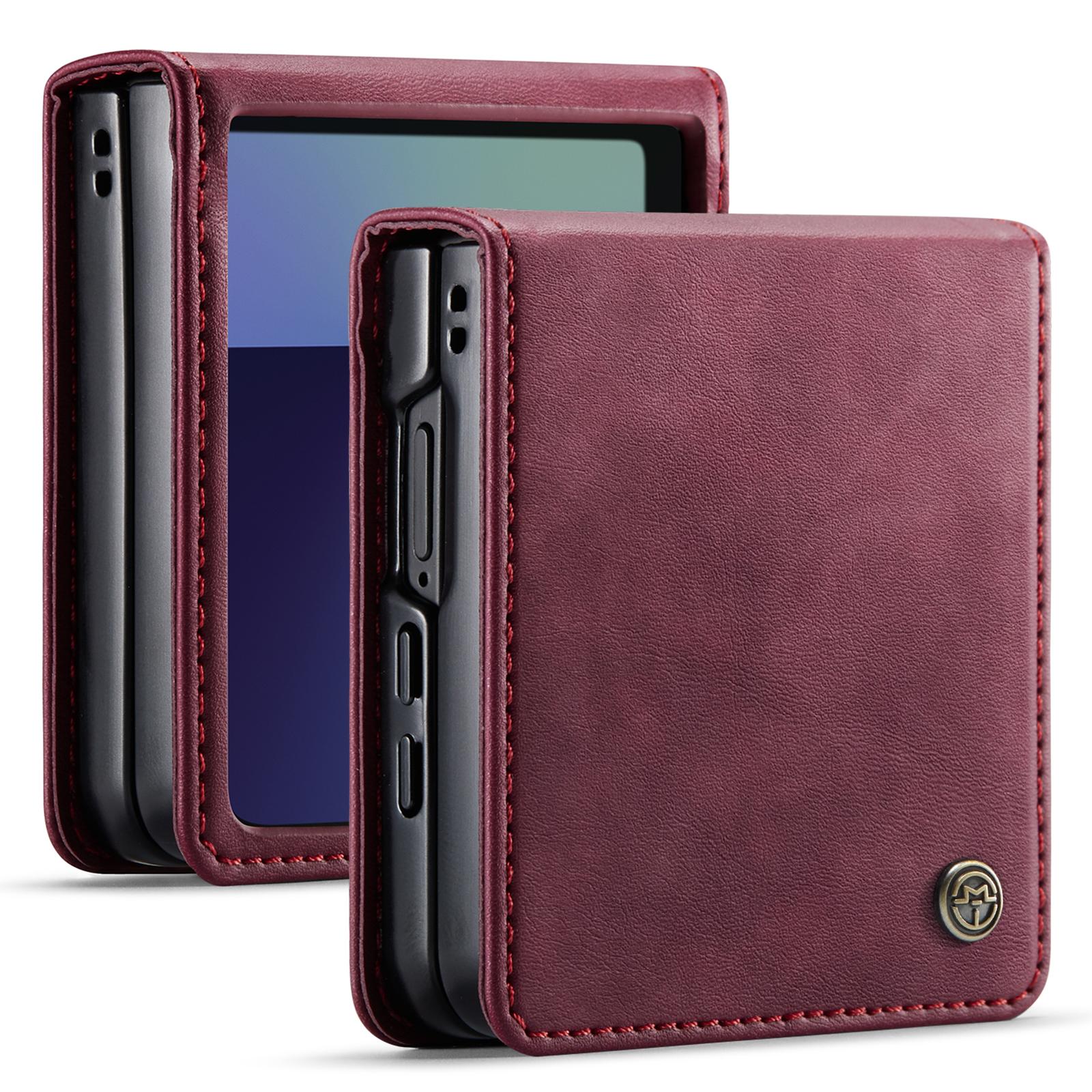 Ultradünne Leder-Flip-Hülle für Samsung Galaxy Z Flip 7 Capa Stoßfeste Hülle Funda For Galaxy Z Flip 7 rot