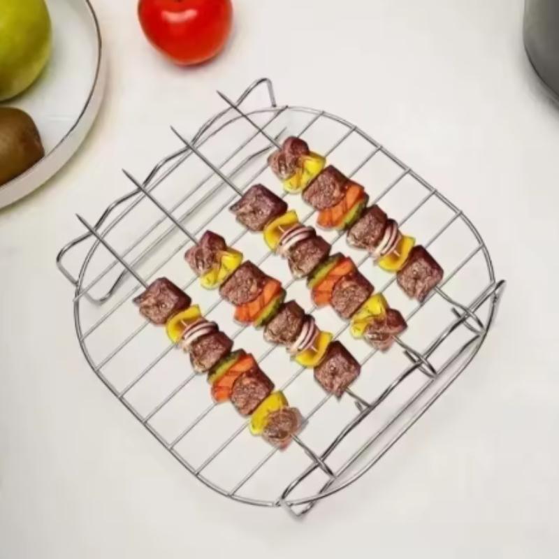 BBQ Heißluftfritteuse Zubehör Edelstahl Doppelschicht Grillrost Dampfgarrost Heißluftfritteusenrost Küchen-, Ess- und Barwerkzeuge