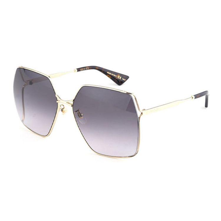 Gucci Metall Fischgräten Muster Hohl Großes Gestell Quadratische Sonnenbrille Unisex Sonnenbrille GG0817S-001 Dust Bag+Eyeglass Case (Random Color)