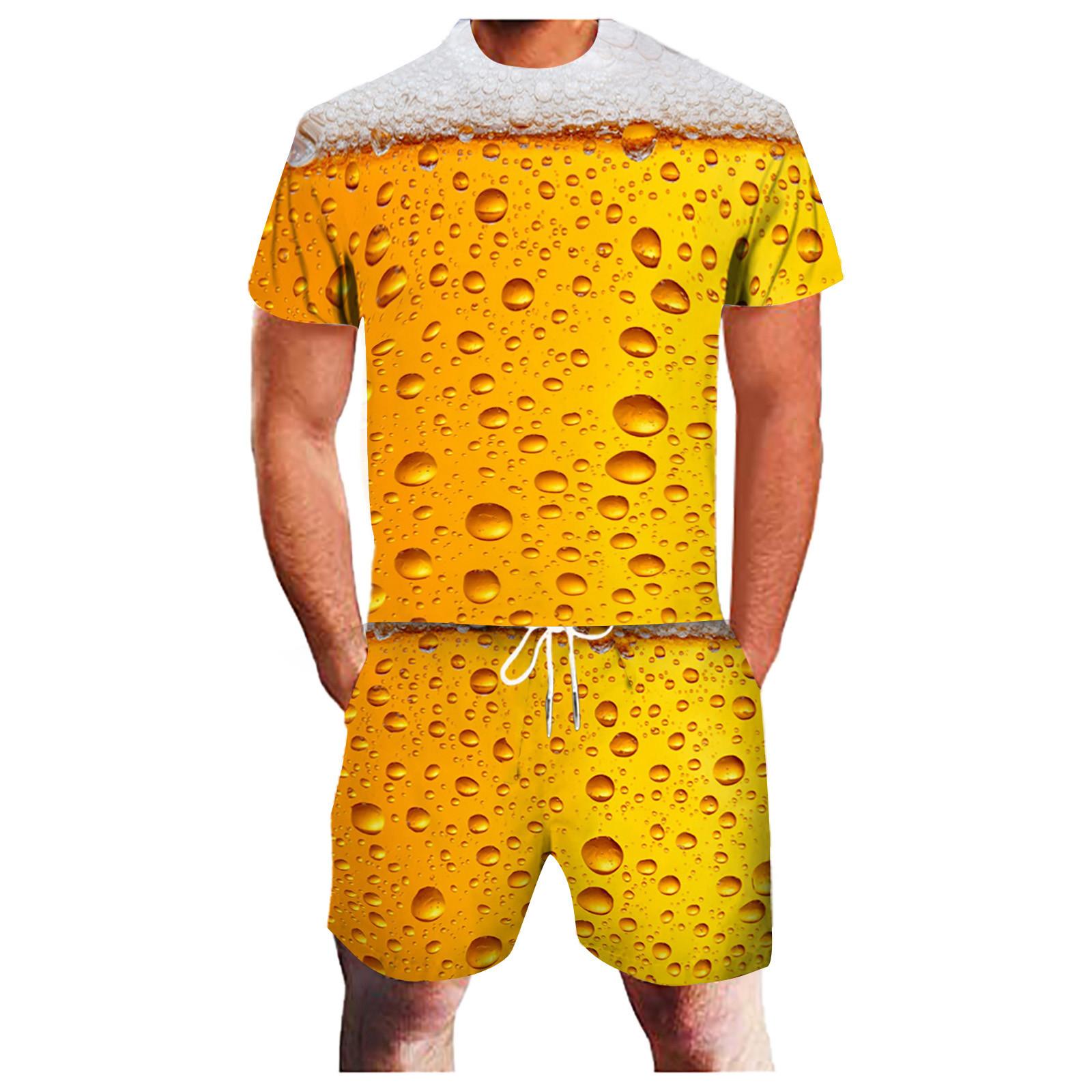 Jogging männer Kleidung Sommer männer Sets Freizeit Sport 3d Bier Plus Größe Fitness Laufen Zwei-stück Anzug Jogging hombre Ropa XXXL