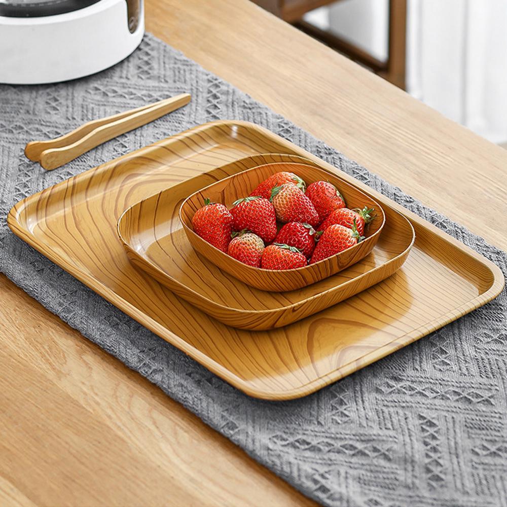 Snackteller, langlebiges Holz, Servierplatte für die Küche, quadratisch, für Obst, Dessert, Kuchen, Snacks, Süßigkeiten, Küchenzubehör, Holzschale, Snackteller brown