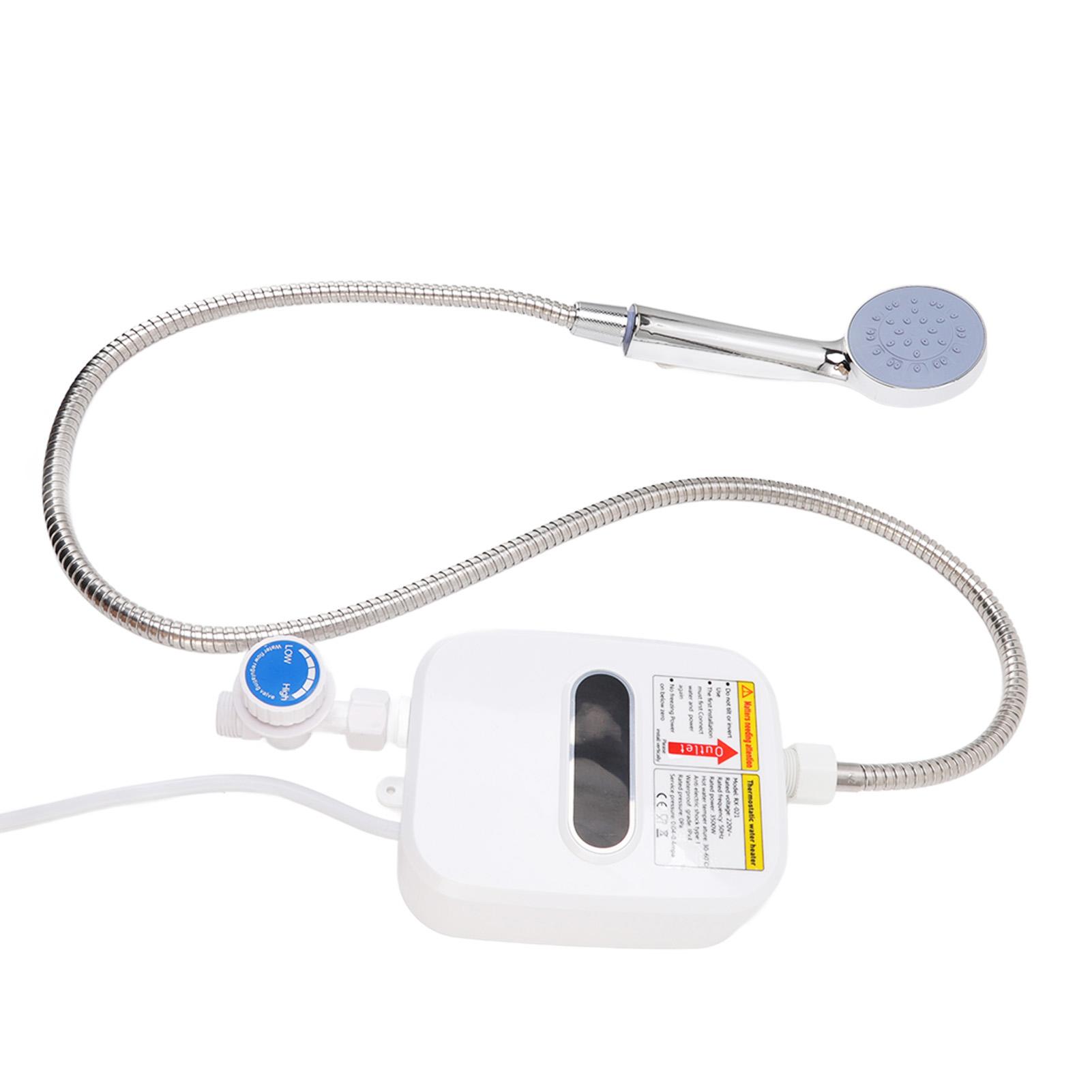 3500W Durchlauferhitzer Elektrisch Instantan mit HD Touchscreen Wassererhitzer Duschset für Zuhause Wohnheim white