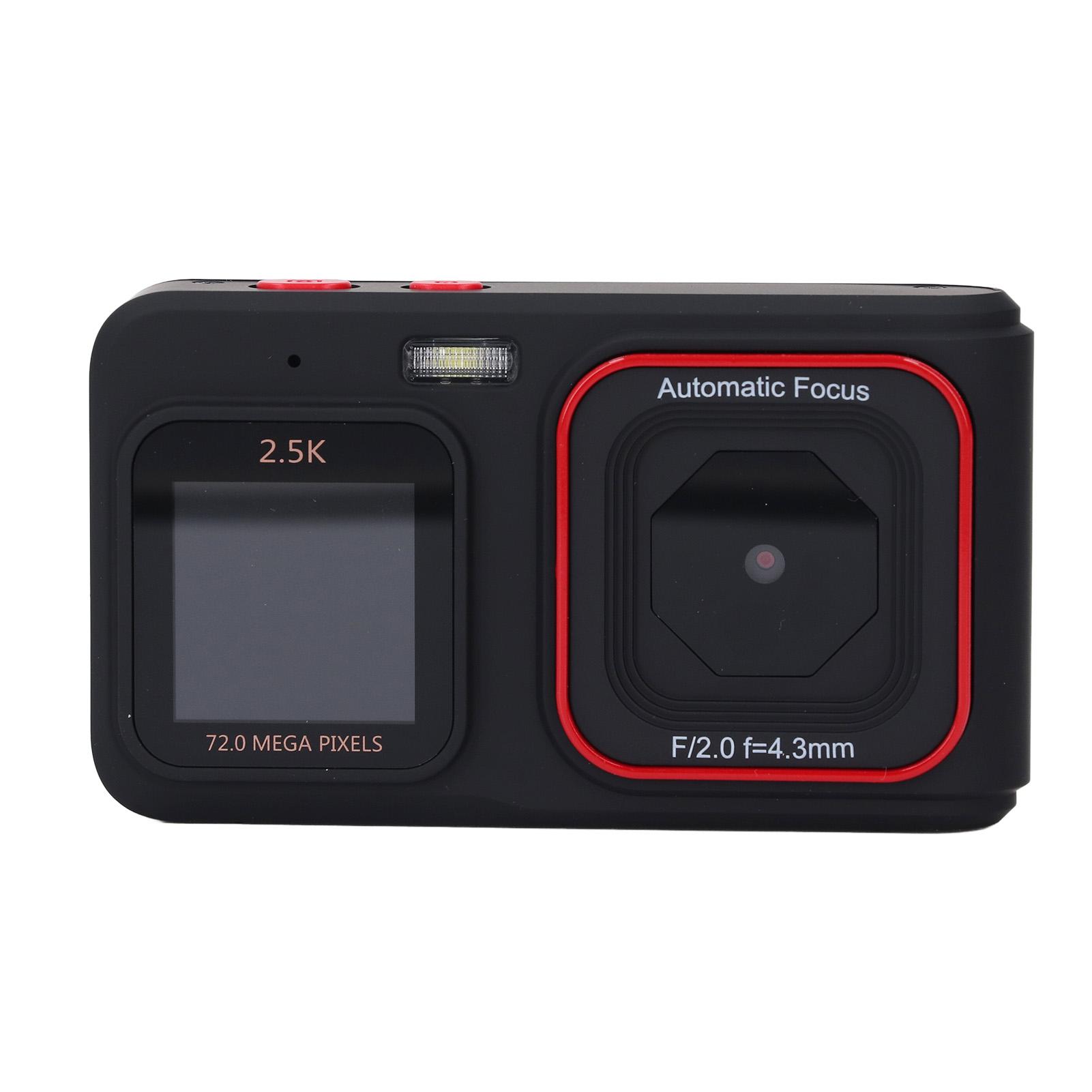 Digitalkamera 72 MP 2,5 K Videoausgang Dual-Screen Kompaktkamera 16-fach Zoom Autofokus Selfie-Kamera schwarz