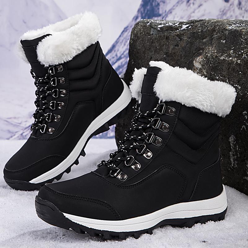 TUINANLE Winter Damen Stiefel Pelz Plüsch Schneestiefel Damen Plateau Stiefeletten Warme Baumwollschuhe 39 schwarz