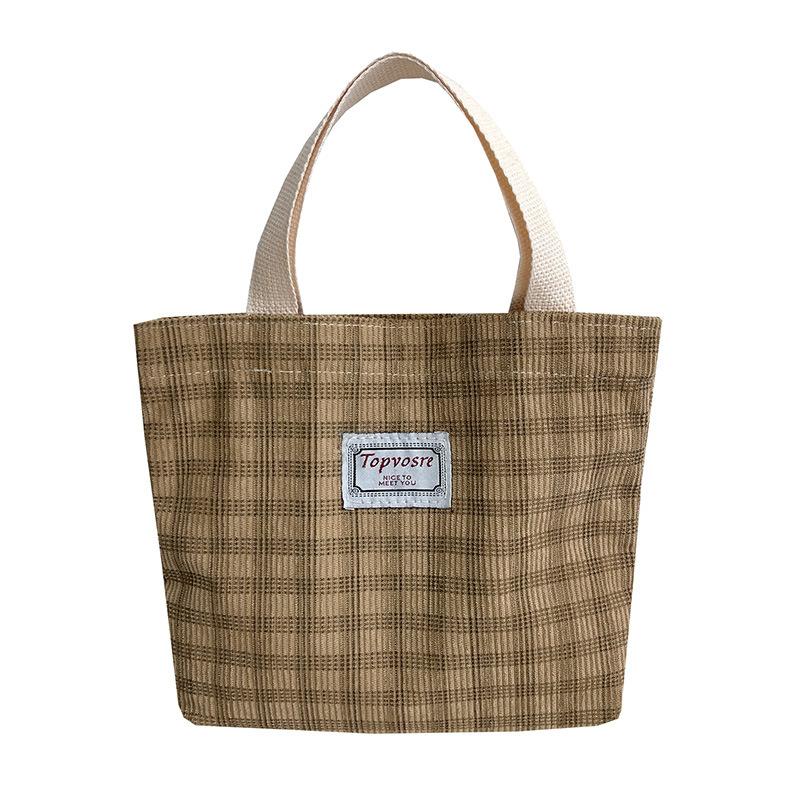 Mode Retro Pendler Handtasche Große Kapazität Literarische Freizeit Handtasche Cord Leicht Joker Bento Tasche brown