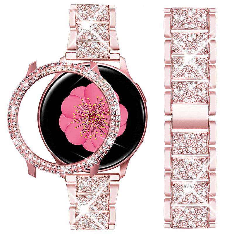 Strap Case Protector Für Samsung Galaxy Uhr 6 5 40mm 44mm Metall Armband Für Galaxy Uhr 4 44mm 40mm Band Diamant Abdeckung Galaxy watch 5 44mm rosa