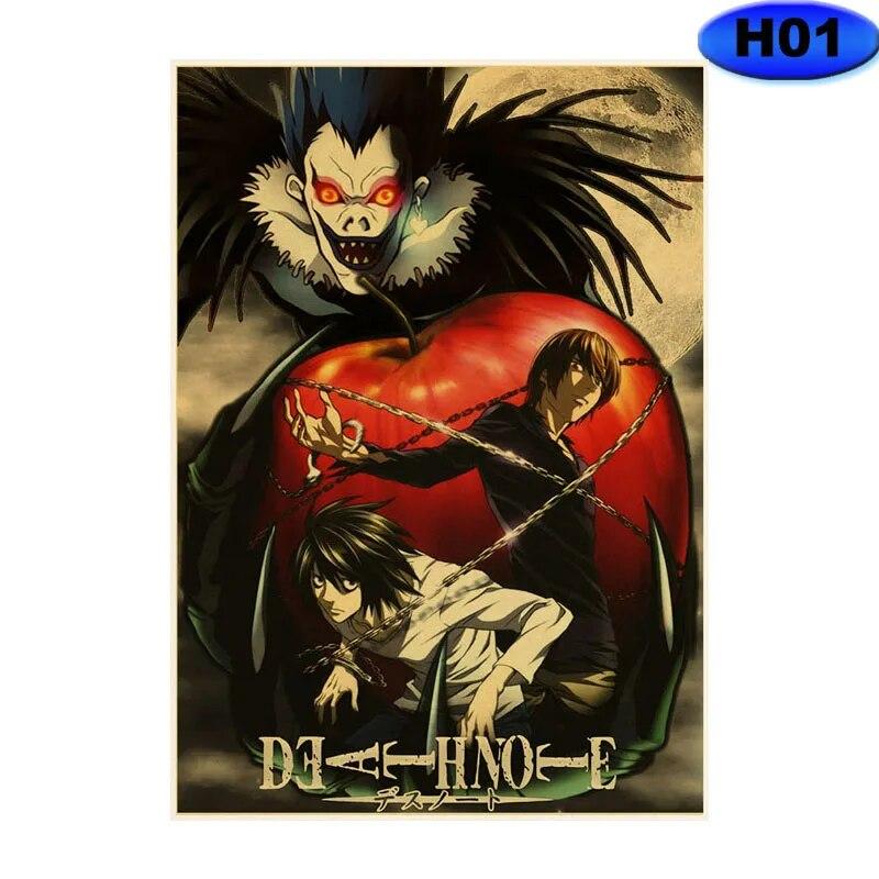Anime Death Note Wand Poster Studie Wohnzimmer Home Decor HD Drucke Bilder Comic Kunst Vintage Poster Bar Cafe Wand Aufkleber 30x21cm beige