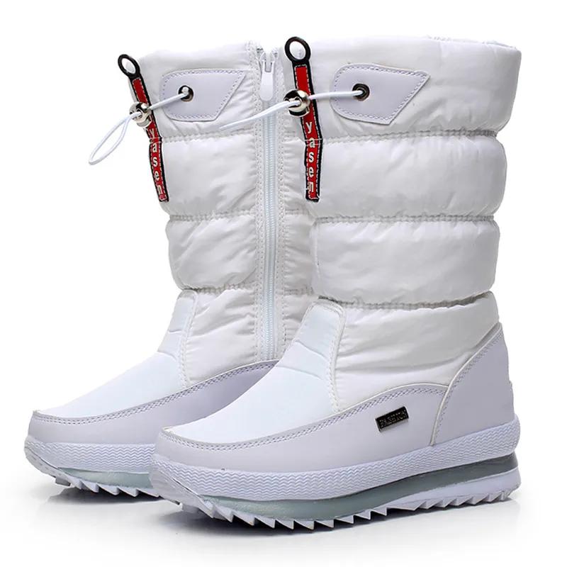 Mode Frauen Schnee Stiefel Plattform Winter Stiefel Dicken Plüsch Wasserdicht Rutschfeste Stiefel Mode Frauen Winter Schuhe Warme Pelz Botas mujer 39 weiß