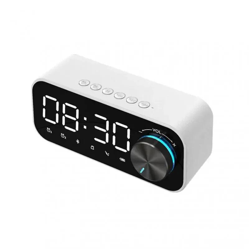 MP3 Wecker, FM Radio und Multifunktions-Musikplayer Kabelloser Bluetooth-Lautsprecher LED-Anzeige, Stereo-Bass Bluetooth-Lautsprecher weiß