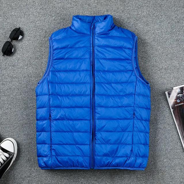 Mantel Ultraleichte ärmellose Pufferweste Jacke Ultradünne warme leichte Daunenjacke Weste Winter Herren Entendaunenweste Mäntel XXXXXL blau