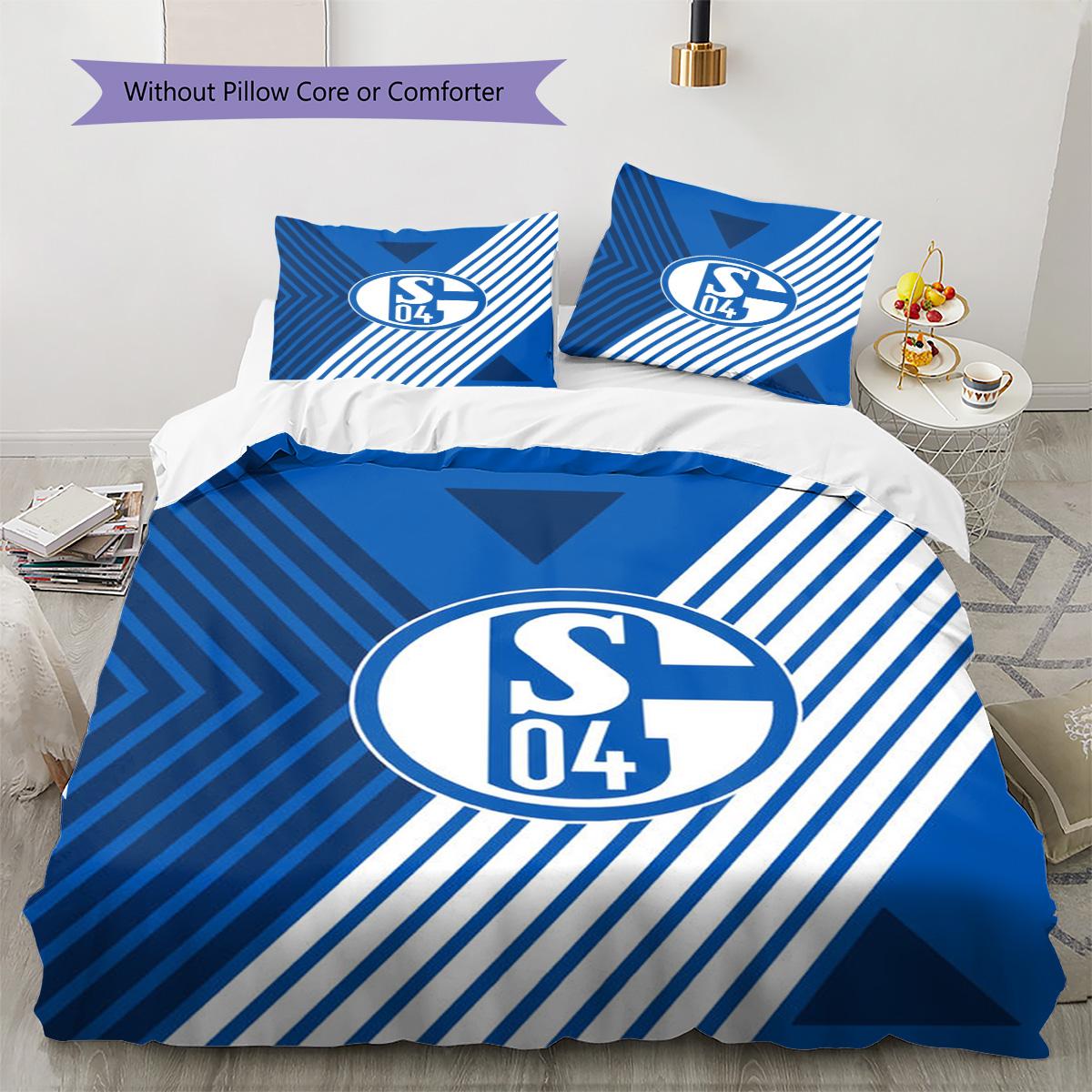 FC Schalke 04 Muster Bettwäsche Set Bettbezug Kissenbezug Heimdeko Geschenk (1 Bettbezug + 2 Kissenbezüge, ohne Füllung) 240x220cm