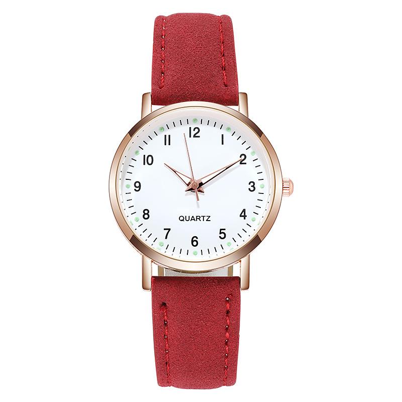 1Pcs Uhr Frauen Mode Casual Leder Gürtel Uhren Einfache Damen Kleine Zifferblatt Quarzuhr Kleid Handgelenk Uhren rot