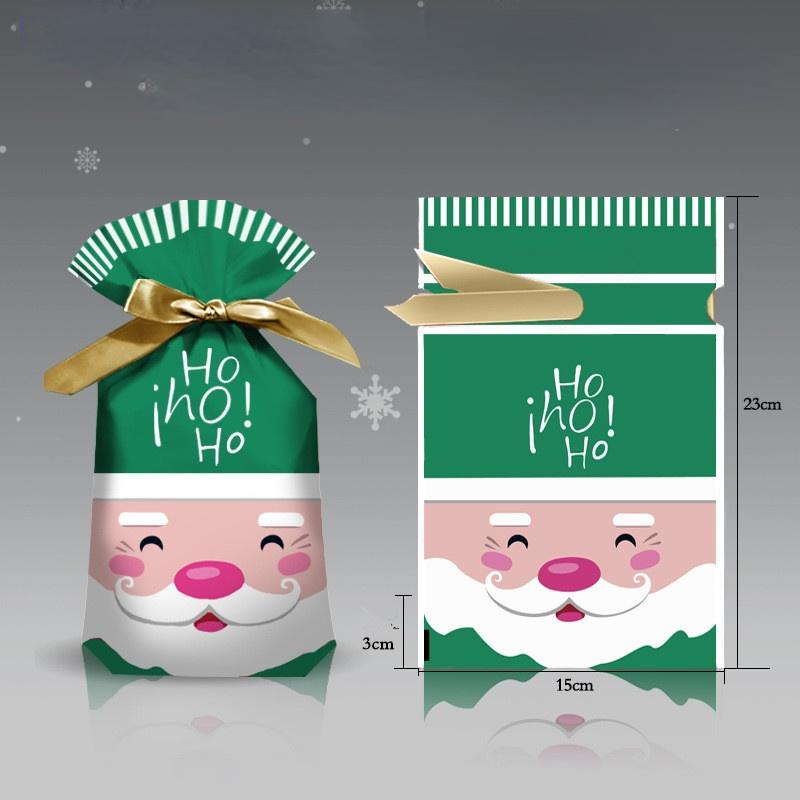 5Pcs Neue Jahr Weihnachten Süßigkeiten Verpackung Santa Geschenk Tasche Weihnachten Kunststoff Tasche Weihnachten Dekorationen für Home Navidad Green smile