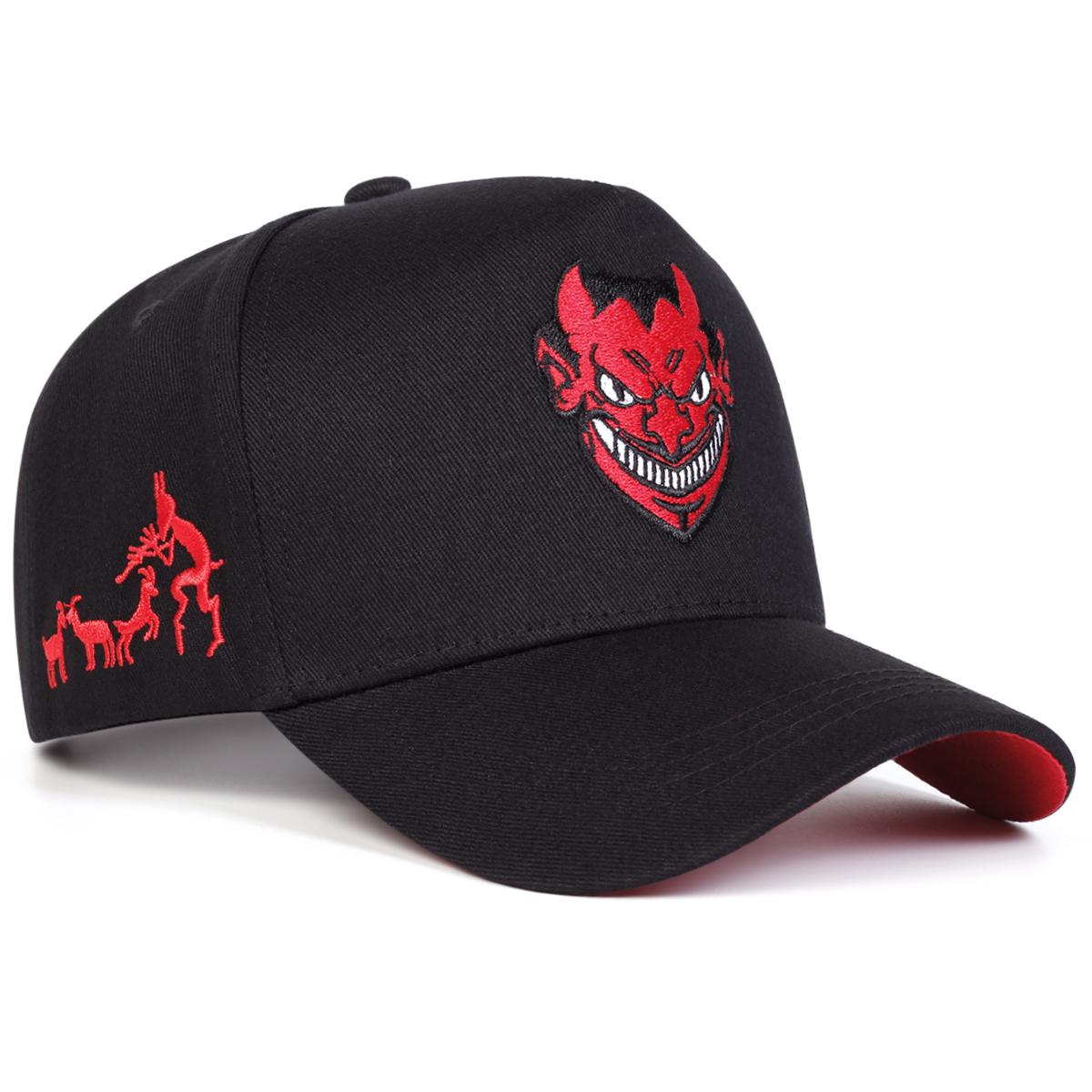 Unisex Teufel Stickerei Baseballkappen Frühling Herbst Outdoor Verstellbar Lässige Hüte Sonnenschutzhut Sportkappe red