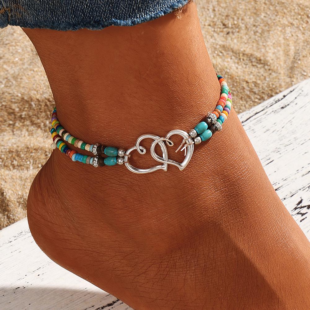 Böhmische Bunte Perlen Fußkettchen Für Frauen Sommer Ozean Strand Handgemachte Knöchel Armband Fuß Bein Strand Schmuck bunt