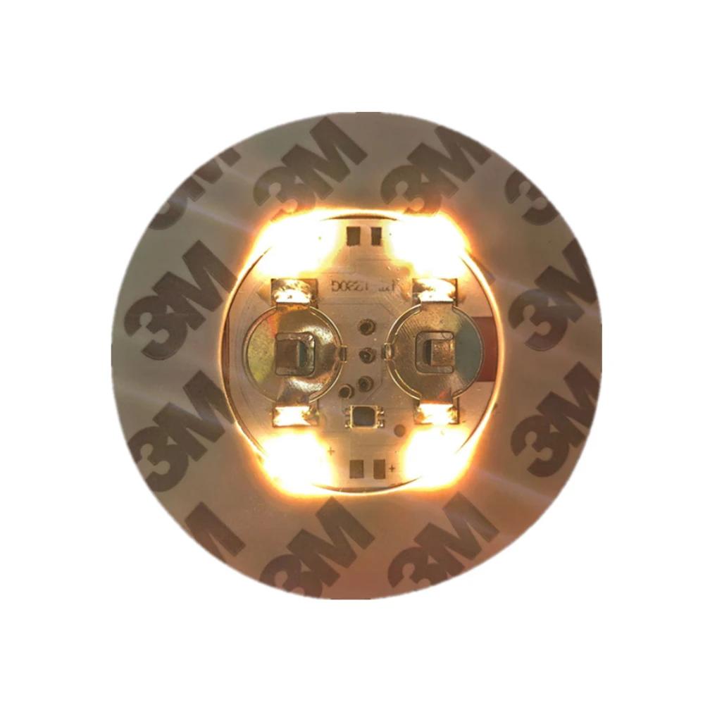 2PCS LED Coaster Leuchtende Flasche Aufkleber Lichter 6cm Lampen für Weihnachten Bar KTV Hochzeit Party Cocktail Trinken Tassen Vase Dekor With Battery gelb