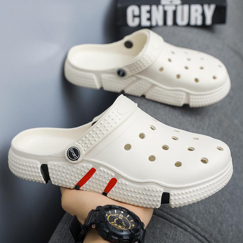 Neue Mode Hohl-out Atmungsaktive Hausschuhe Sommer Strand Schuhe Hausschuhe für Männer Outdoor/Indoor Sandalen 50 weiß